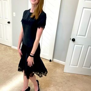 Reiss black cocktail dress with lace detail size 4